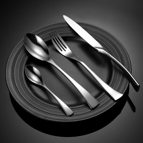 Eern 201 Stainless Steel Kaya Tableware 304 Knife Fork Spoon Titanium Black Mirror Polished Fish Tail Design Gift