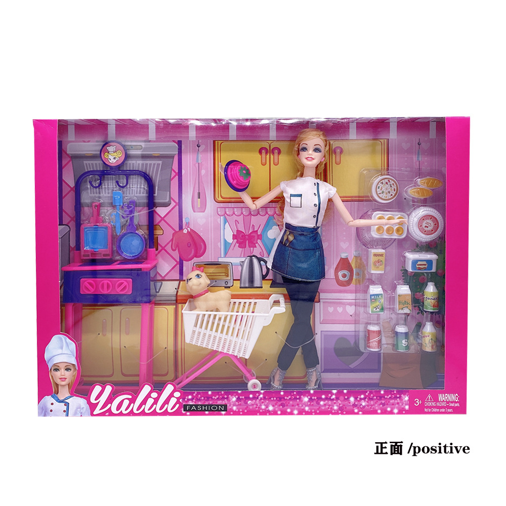 11.5 inch joint kitchen food kitchenware Barbie princess doll vinyl plastic children's toy play house puzzle