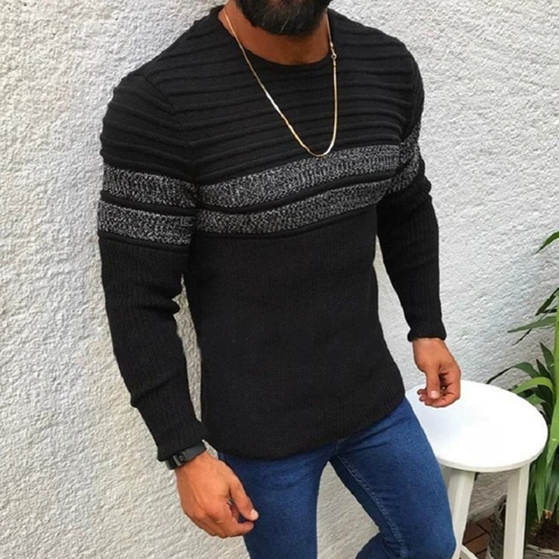 Демисезонный вязанный свитер для отдыха, (транзитная торговля), европейский стиль, круглым вырезом