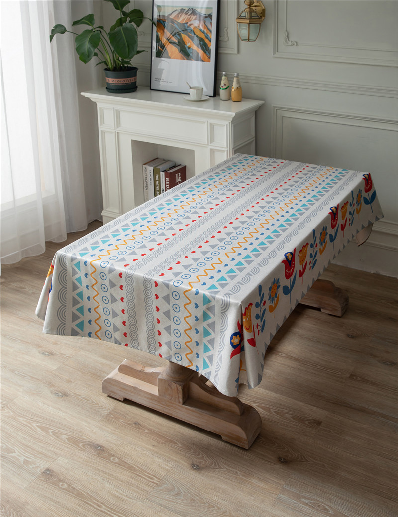Thickened Polyester Cotton Linen Modern Simple Printed Tablecloth Rectangular Coffee Dining Table Cloth One_voghion.com