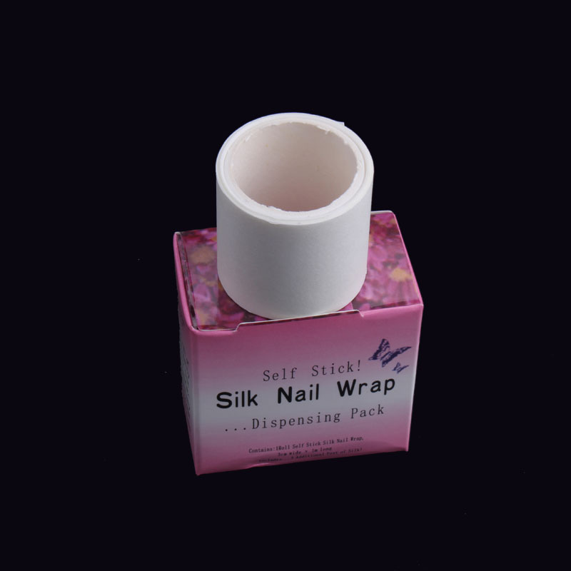 Cinta de seda de uñas cinta protectora de uñas blanca Reparación de tela adhesiva anti-Daño de uñas 1 m de largo en caja