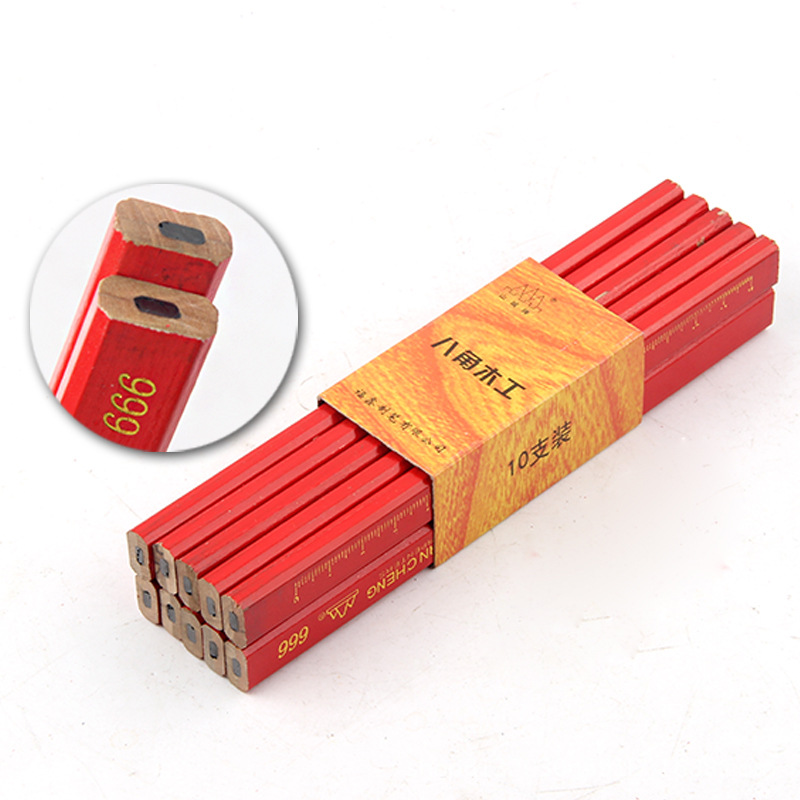 Ciudad de montaña octogonal negro núcleo carpintería pluma Rojo Azul cabeza plana varilla cuadrada gruesa núcleo ingeniería marcado pluma carpintería rotulador