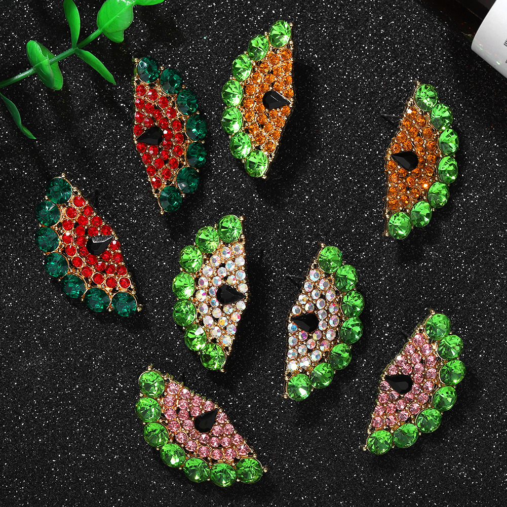 Cool Sweet Fruit Earrings Fashion Watermelon Diamond Earrings display picture 3
