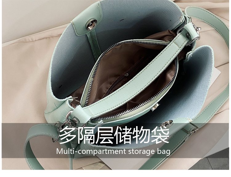Fashion Korean Crocodile Pattern Messenger Shoulder Portable Pu Soft Surface Zipper Messenger Bag display picture 47