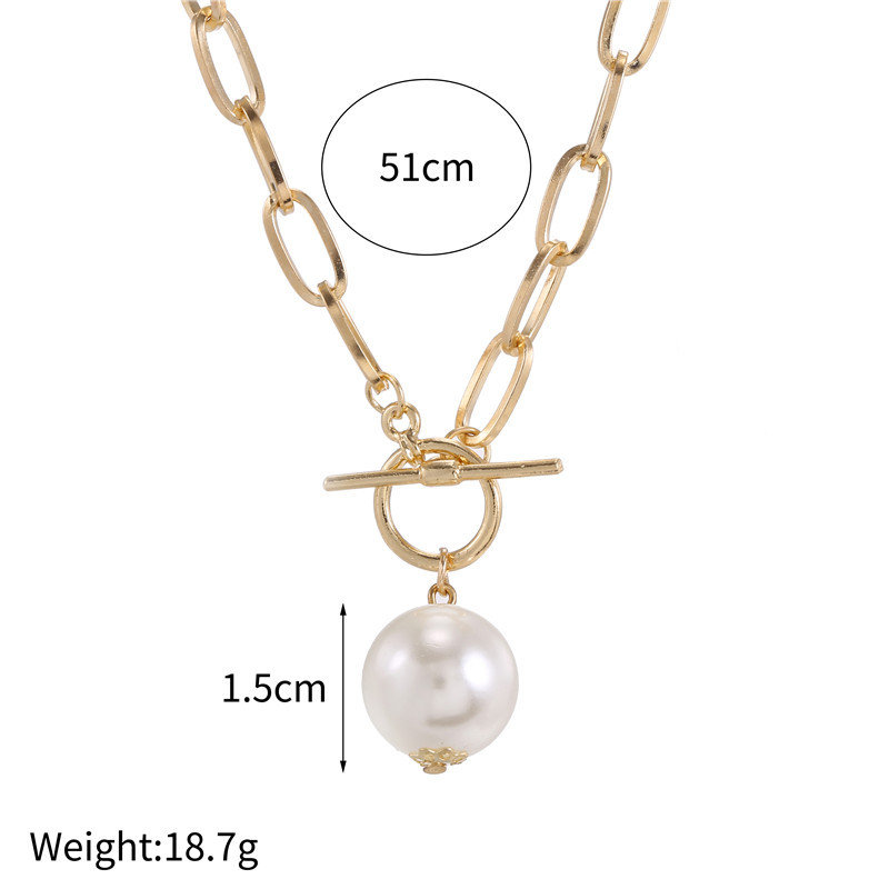 Retro Metal Chain Pearl Long Necklace display picture 1