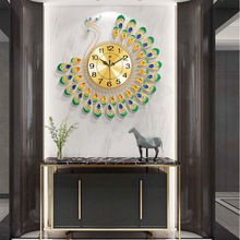 亚马逊热卖爆款产品 钟表简约孔雀创意客厅挂钟家用装饰时钟挂墙