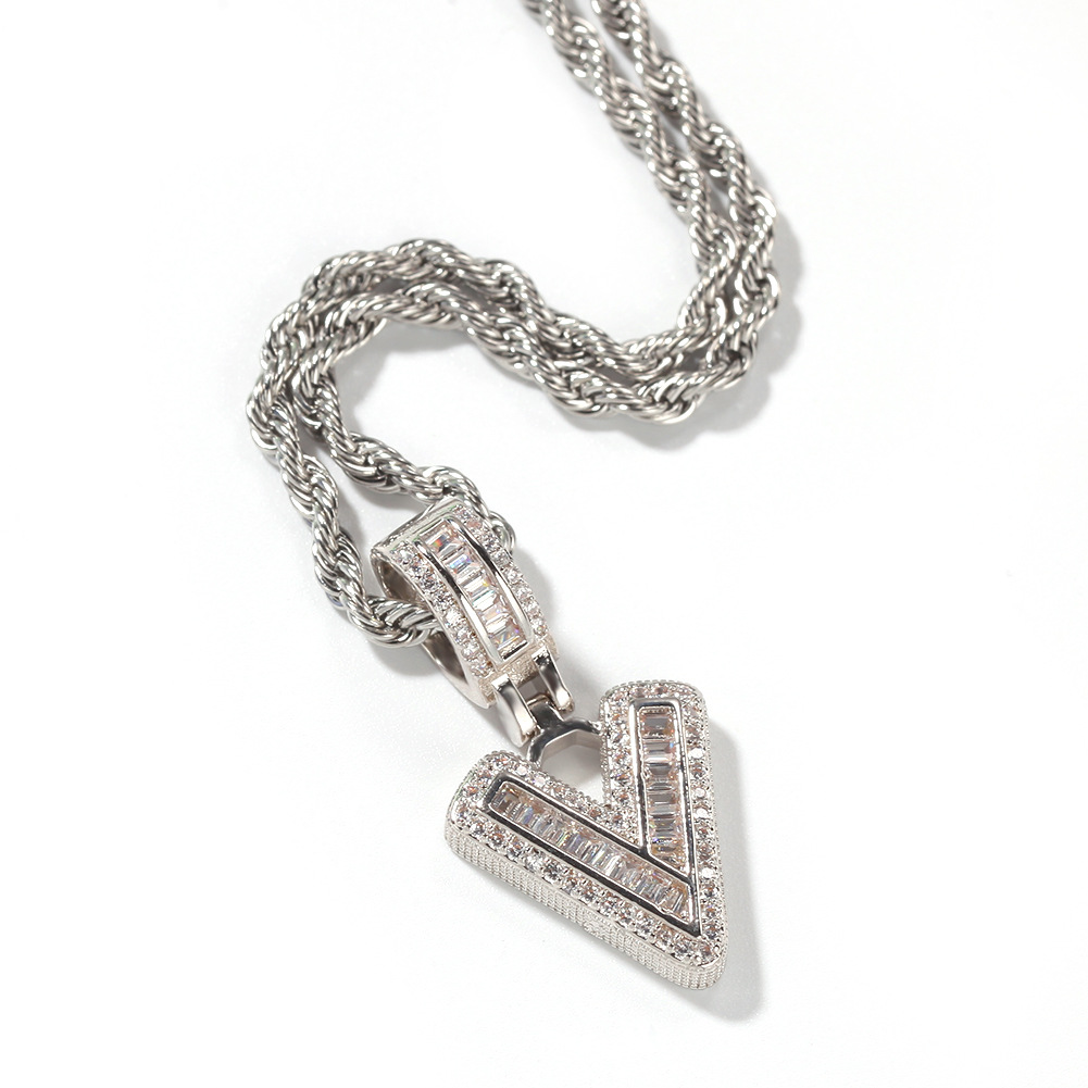 Fashion Letter Copper Inlay Zircon Pendant Necklace 1 Piece