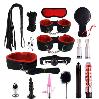情趣織帶套裝組合 16件套毛絨捆綁束縛套裝 男女調情玩具外貿爆款