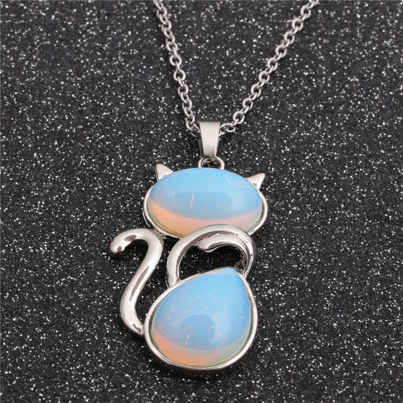 Fashion New Blue Geometric Ethnic Style Pendant Stainless Steel Chain Men And Women's Aquamarine Pendant Necklace display picture 1