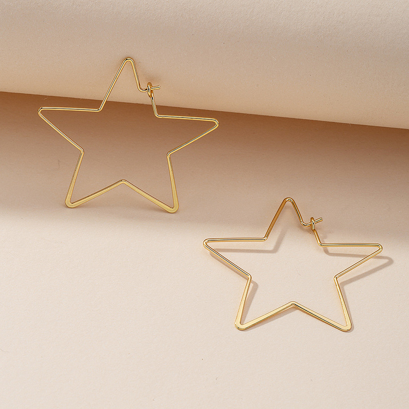 Fashion Jewelry 1 Pair Of Metal Line Five-star Earrings Wholesale display picture 2