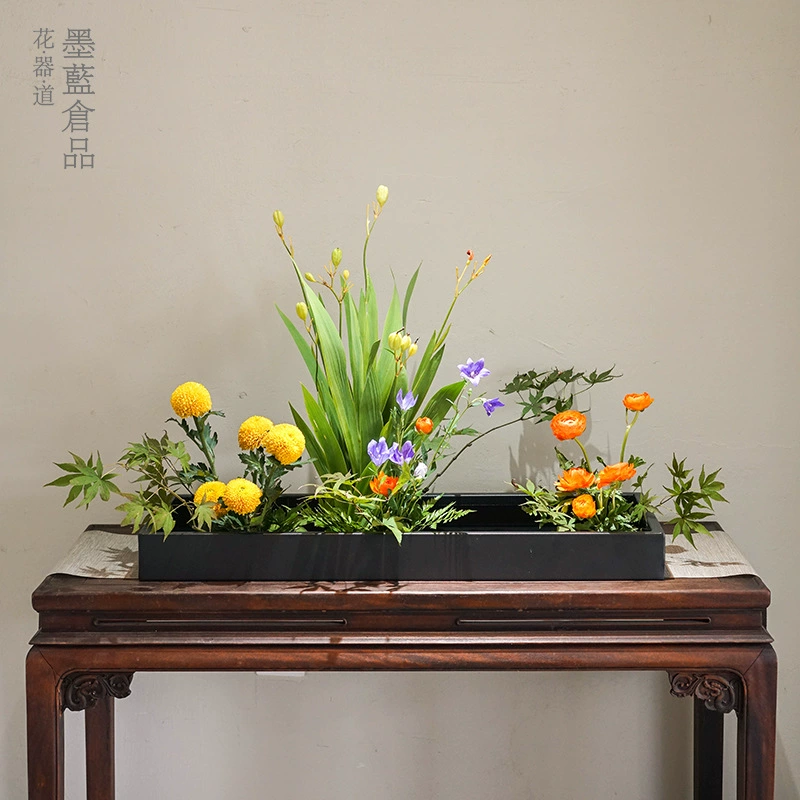 Нержавеющая сталь очень большая железная Квадратная тарелка Цветочное устройство маленький оригинальный поток письма Jinglin Стиль черная Цветочная тарелка Японская Цветочная дорога