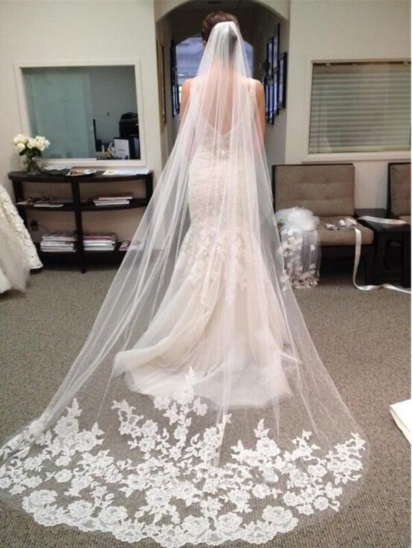 Korean Style Exquisite Soft Veil Lace Decal 3 m Long Mop Veil Bride Wedding Veil White/Off-white Hair Korean Style Exquisite Soft Veil Lace Decal 3 m Long Mop Veil Bride Wedding Veil White/Off-white Hair