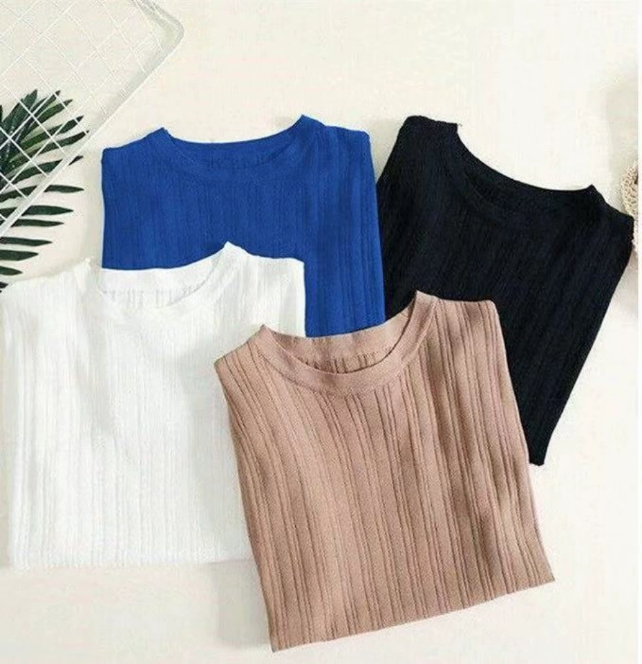 Spring summer solid knitted body-friendly T-shirt, oversize, loose fit, plus size