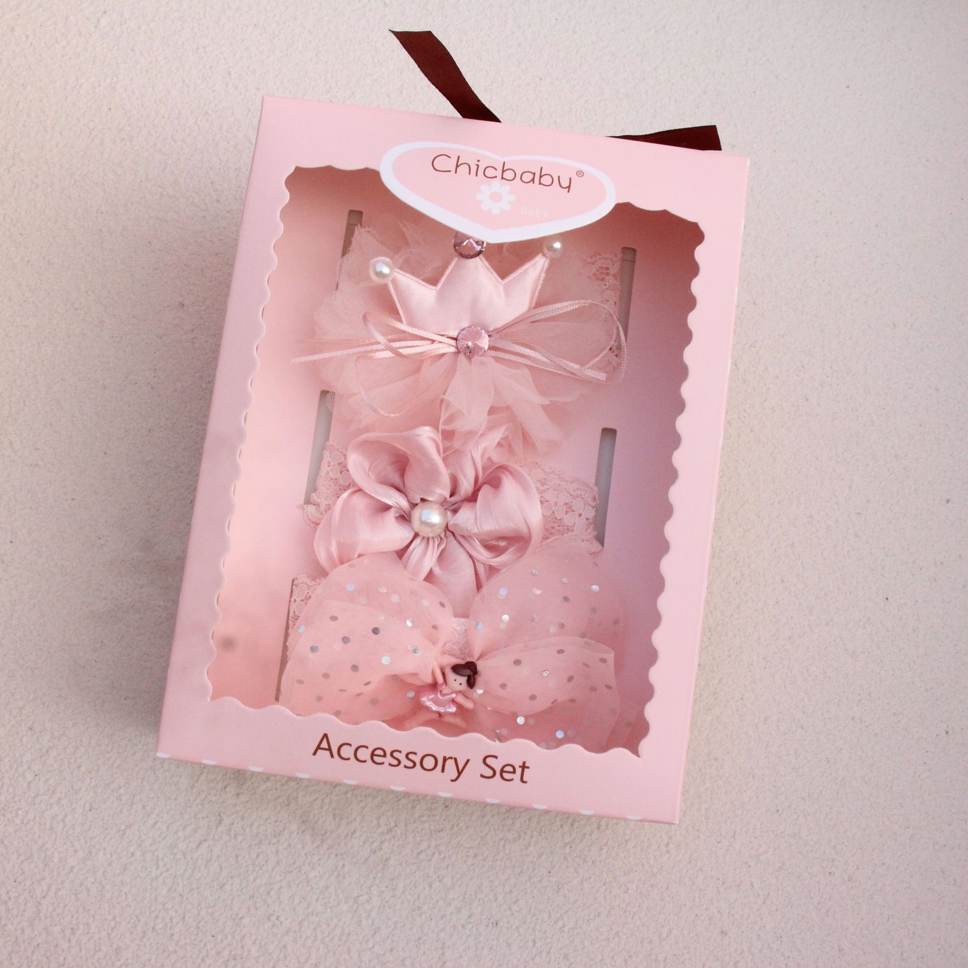 粉色皇冠发带套装