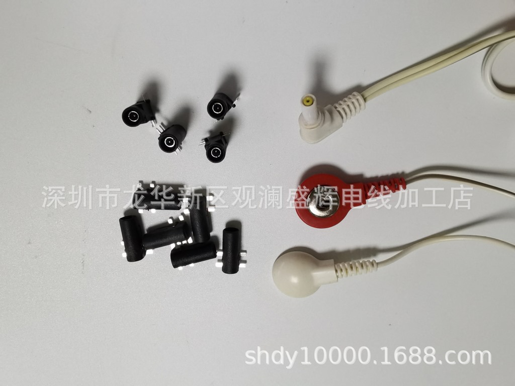 厂家供应铜箔丝2.35安规一拖二扣线 2.35安规红白扣线 安规电极线
