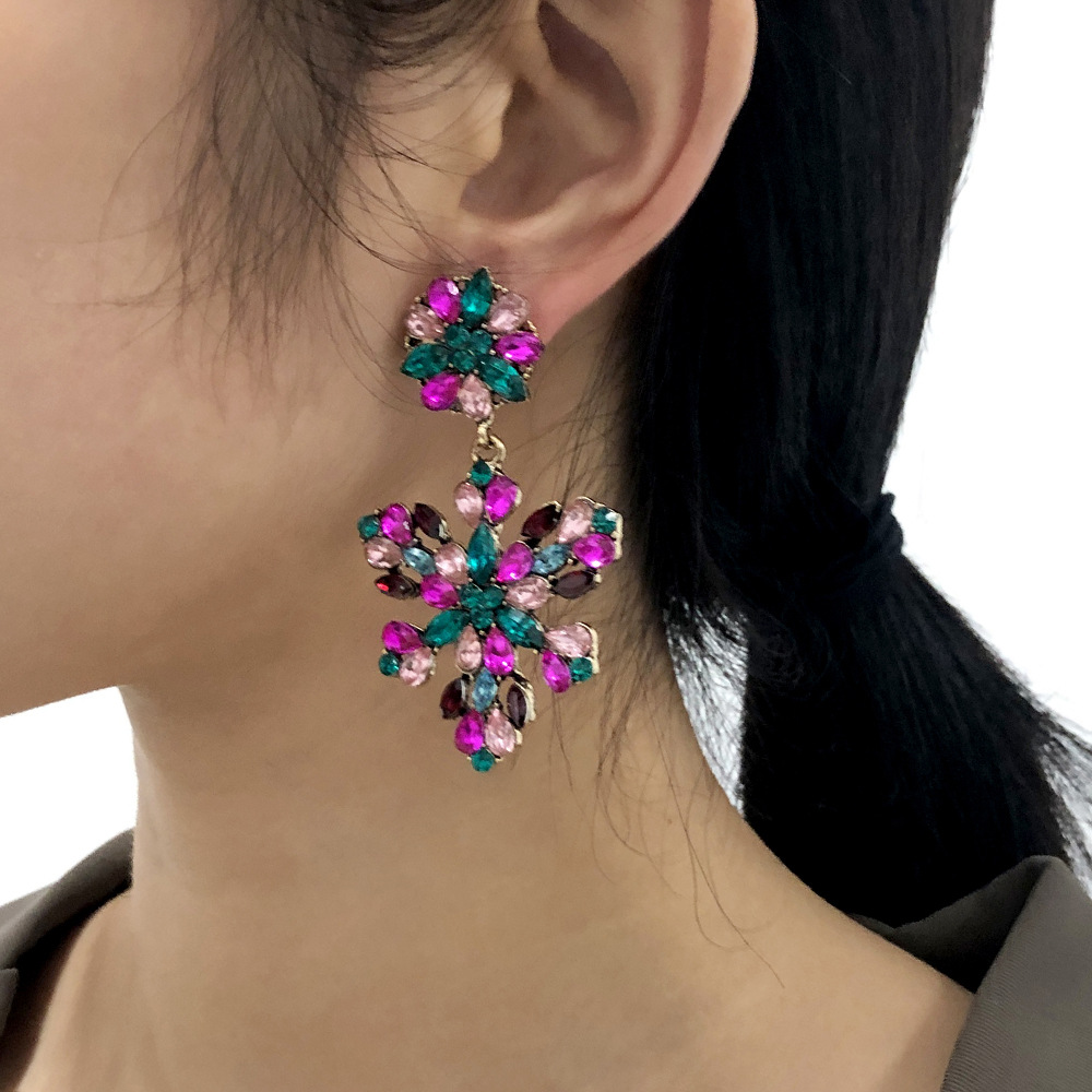 Colorful Flower Retro Earrings display picture 17