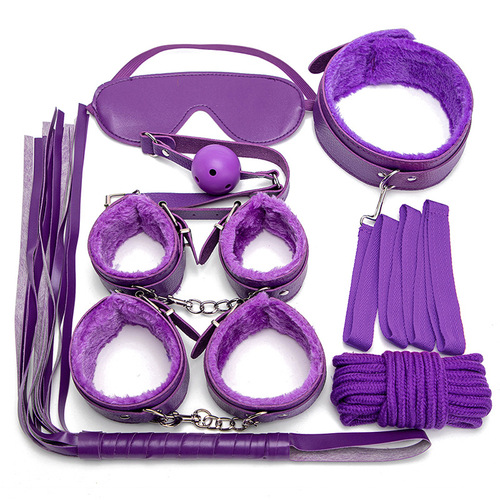Lingering Plush SM Set Adult Toys Couple Training Handcuffs Bondage Restraint 7-Piece Set Alternative Sex Toy
