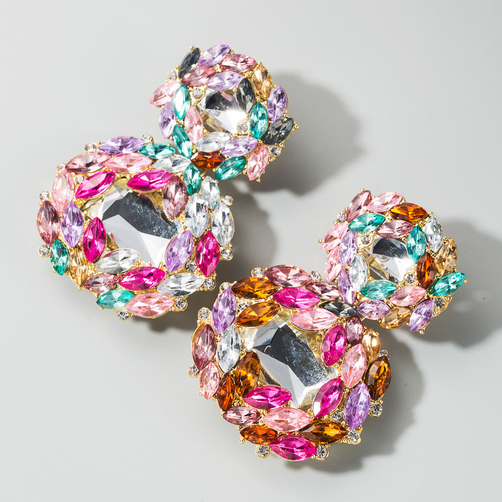 Fashion Alloy Geometric Glass Diamond Earrings Women Wholesale display picture 3