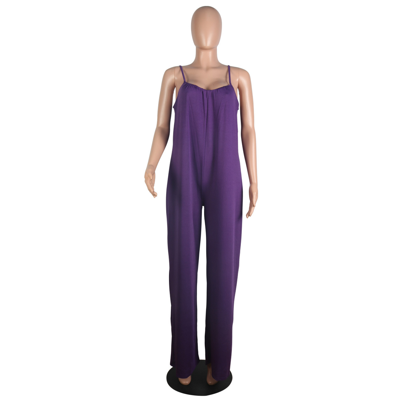 Sexy Sling Solid Color Wide Leg Jumpsuit