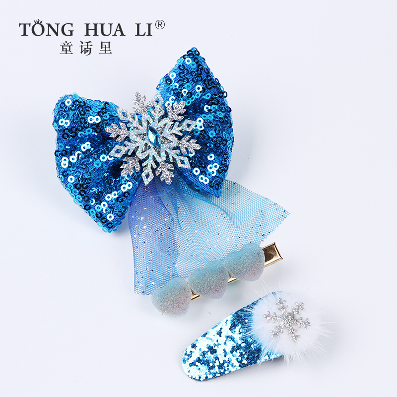Children's Hairpin Set, New Mesh Bow, Kidsren's Hairpin Creative Style, Frozen Hair Accessories