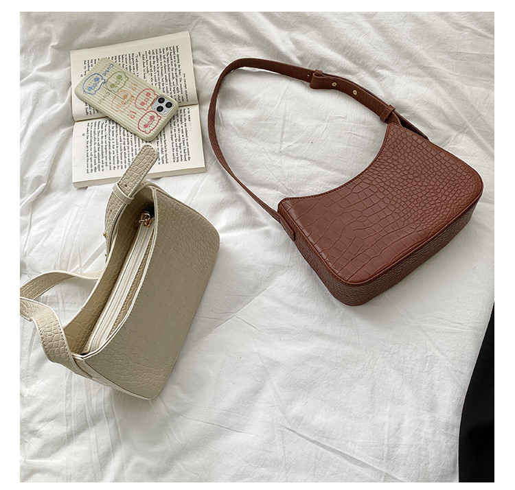 Crocodile pattern armpit women, niche design, high-end PU styling handbag, Korean version shoulder bag for women_voghion.com