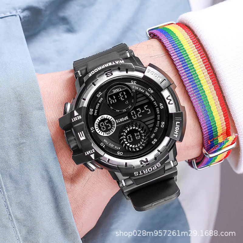 Suministro directo de fábrica 966 comercio exterior multi-funcional led luminoso impermeable tendencia deportiva estudiante reloj al por mayor reloj electrónico
