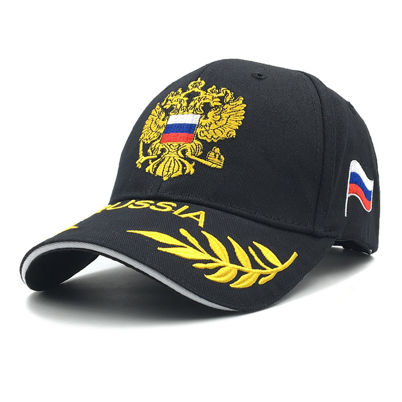 Russian Logo Baseball Men's and Women's Gold Embroidered Duck Tongue Flag Outdoor Patriotic Leisure Hat_voghion.com