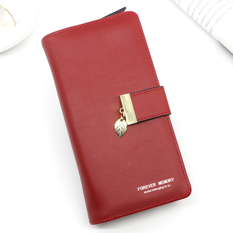 Nueva hoja de estilo coreano hueco de salida de cremallera larga cartera monedero de mujer bolso de teléfono móvil monedero de embrague de mujer