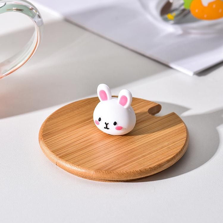 Taza creativa personalizada regalo de dibujos animados lindo conejo muñeca vidrio transparente resistente a altas temperaturas agua taza limón