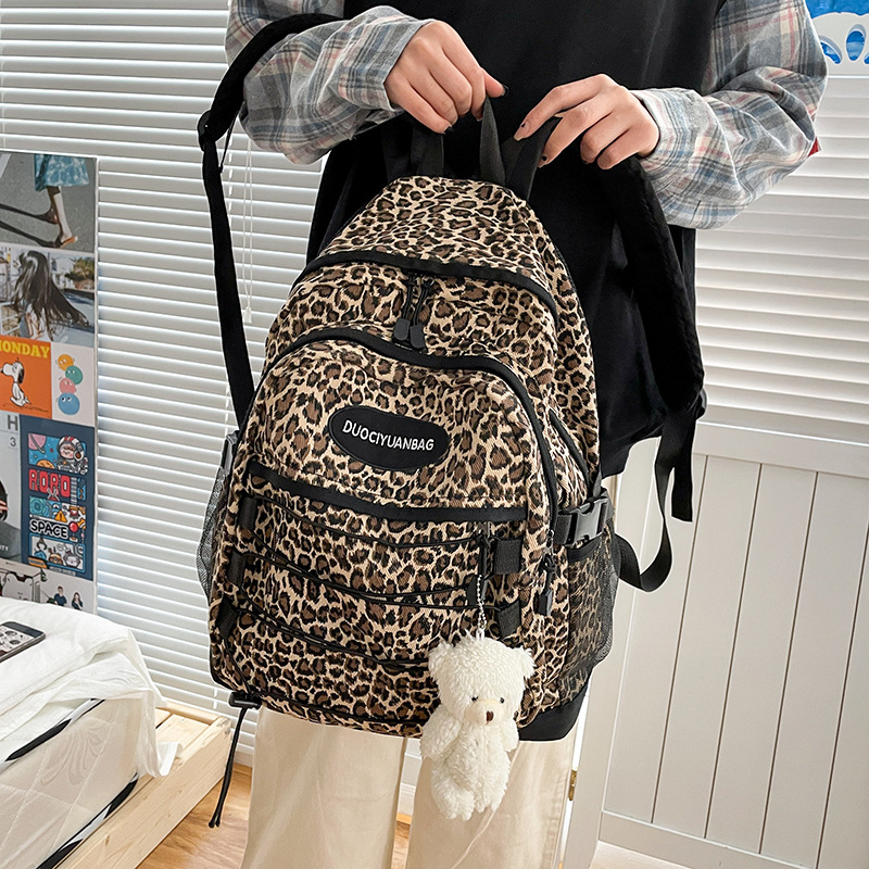 Retro Leopard Print Large-capacity Schoolbag display picture 79