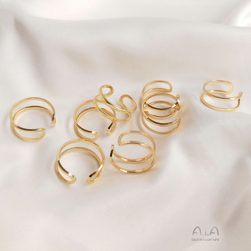 14K gold-filled color-preserving copper wire double-stranded double-wire ring ring clip bead winding base double circle ring handmade DIY accessories