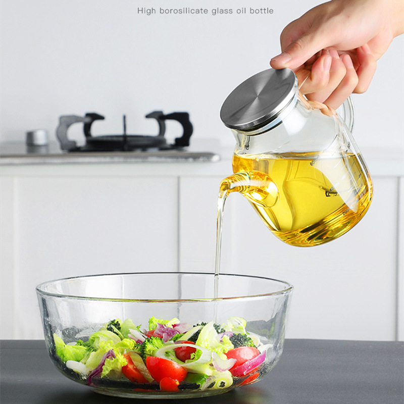 刻度玻璃油壶油瓶大小号防侧漏玻璃酱油醋瓶调料瓶 耐热玻璃油壶