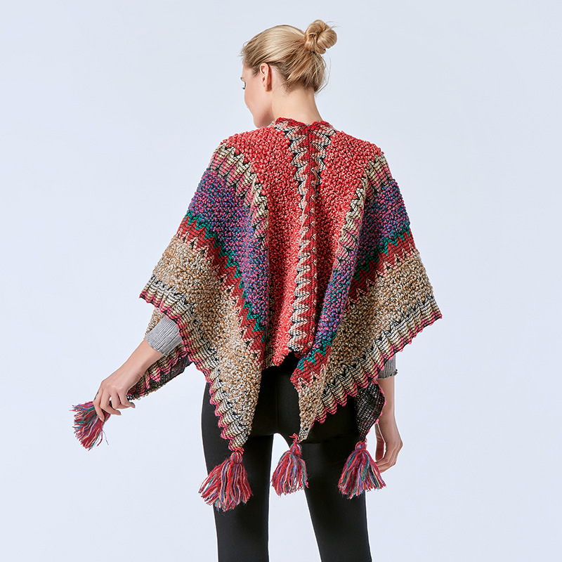 350g Weight Acrylic Fabric Type Daily Occasion V Neck Neckline Loose Version Color Block Pattern Winter, Spring, Autumn Season Women'S Gender Braid Design Vintage Style Style Women'S Vintage Style Color Block Braid 5