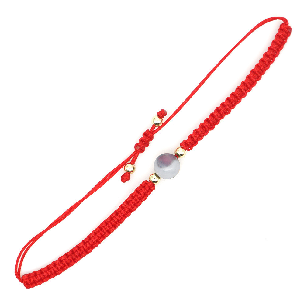Erdbeer Naturstein Yoga Sieben Chakra Geburtsrot Seil Seil Armband display picture 22