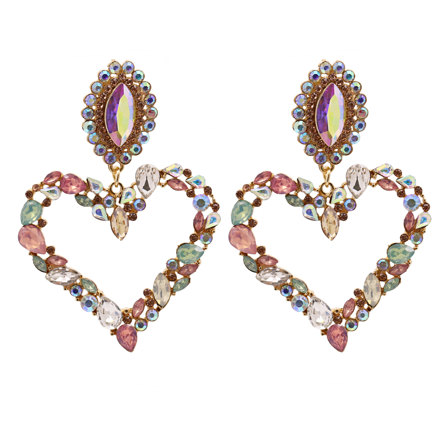 Hot Selling Fashion Heart-shaped Diamond Earrings Wholesale display picture 5