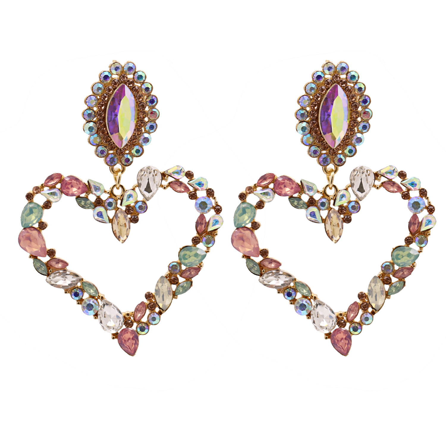 Pendientes De Diamantes En Forma De Corazón De Moda Vendedora Caliente Al Por Mayor display picture 5