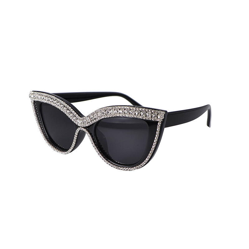 Fashion Diamond-studded Cat Eye Sunglasses Men And Women Party Party Travel Sunglasses UV400
