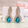 Glossy crystal, universal earrings, European style, micro incrustation