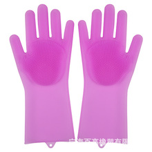 新款硅胶洗碗手套 多功能厨房清洁刷碗硅胶手套 防滑耐磨魔术手套