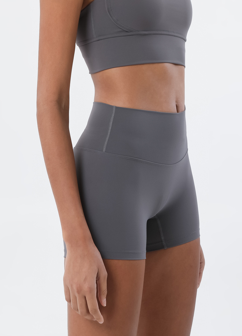 high waist double-sided grinding yoga shorts NSMYY55887