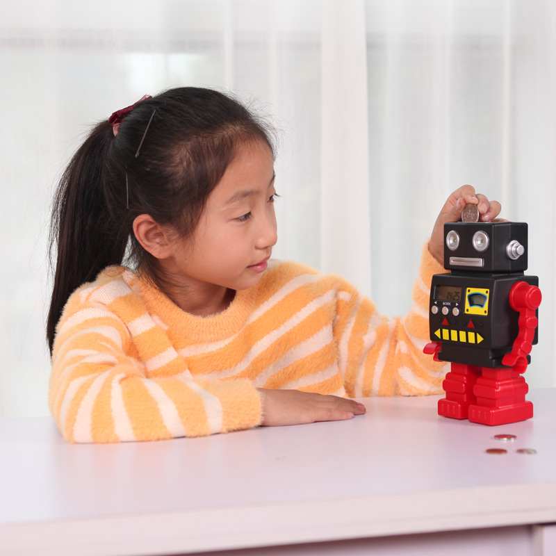 新款卡通自动计数存钱罐儿童创意卡通玩具机器人储蓄罐生日礼物