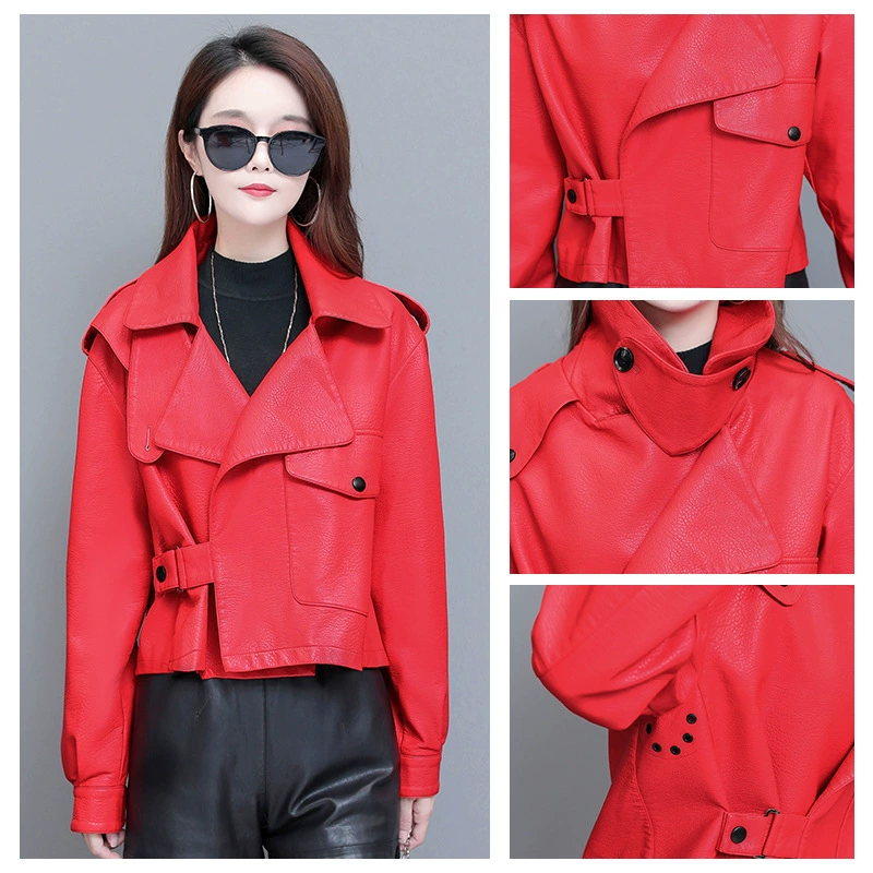 Autumn polyurethane short jacket, for teenagers, oversize