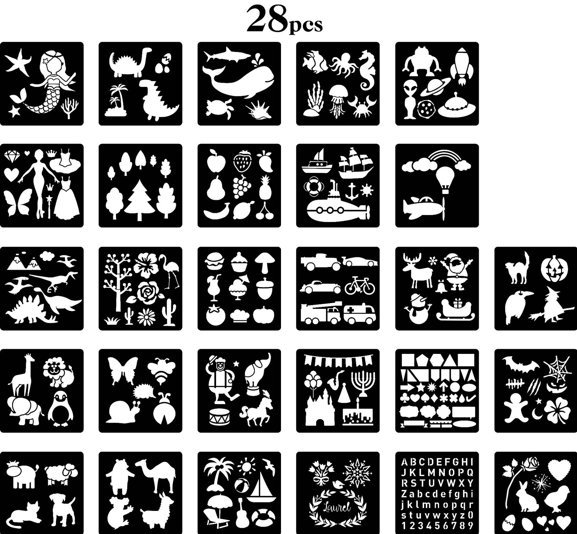 28PCS 儿童手绘模板|ru