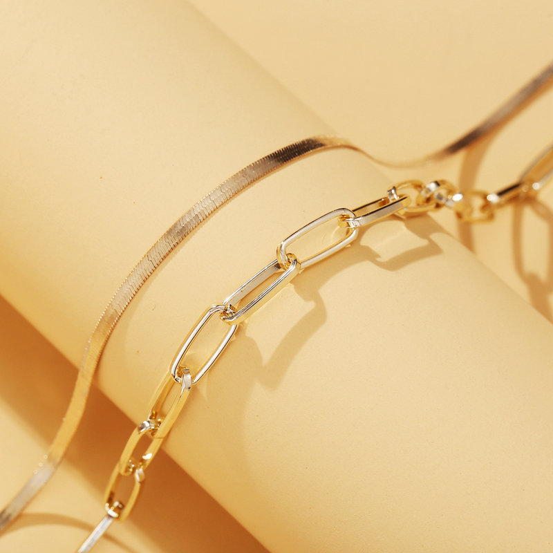 new snake bone thick chain alloy metal multilayer alloy clavicle chain