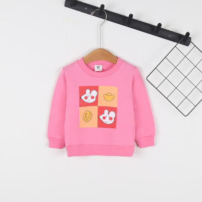 20 Autumn Cartoon children Long sleeve men and women T-shirts Children Base coat pure cotton T-shirt 0-4 One year old on behalf of