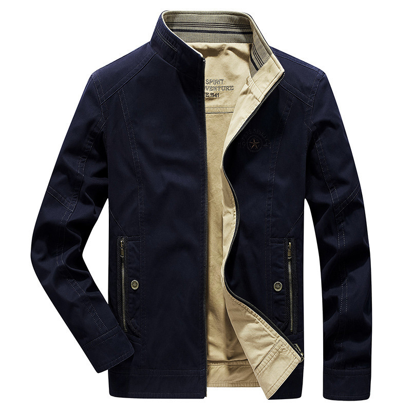 Primavera transfronteriza nuevos hombres de moda casual más tamaño chaqueta de cuello alto desgaste de doble cara chaqueta de dos caras superior
