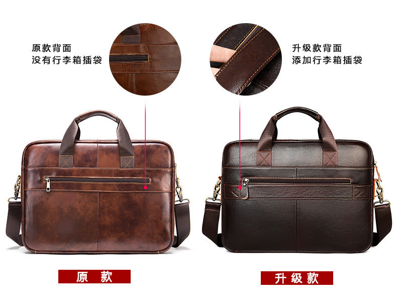 Túi công sở nam da bò thật 39×7×27 cm đựng laptop 14 inch, đeo vai và xách tay — 1115 Màu đen, Màu đen, 1116 màu đen, Cà phê 1116 chi tiết 9
