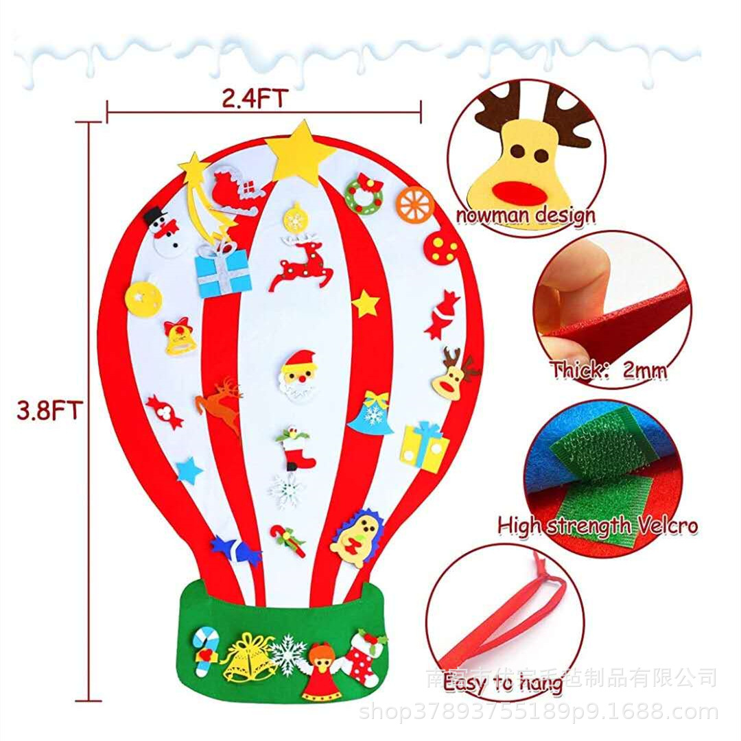 Globos Aerostáticos Navideños Nórdicos de Fieltro para Árbol de Navidad, Suministros para Fabricantes de Juguetes DIY, Globos Aerostáticos Navideños
