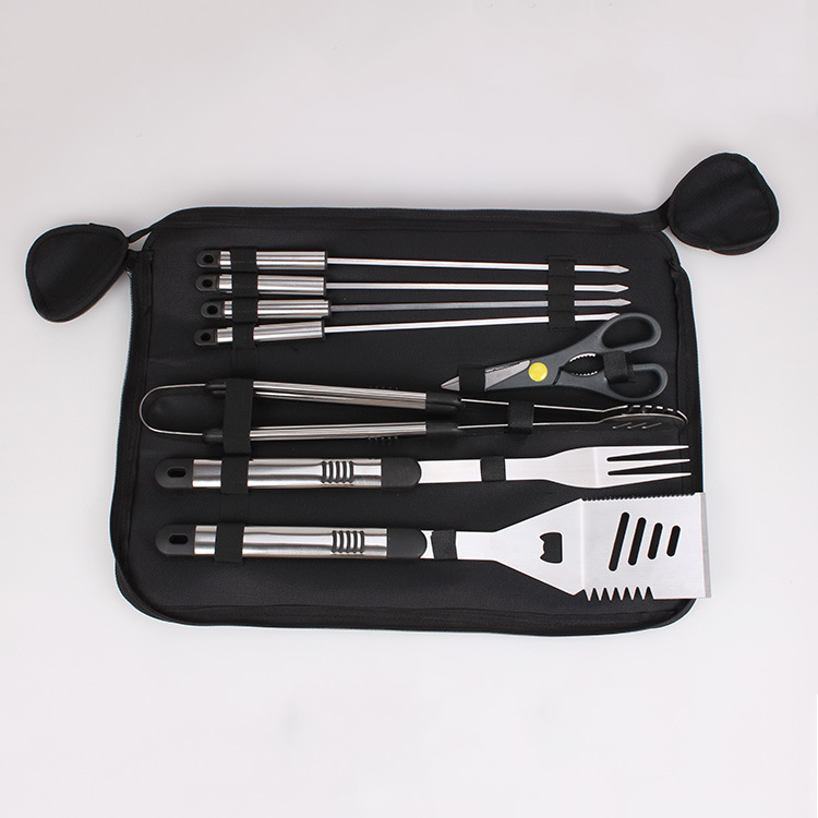 FUENTE de fábrica barbacoa de acero inoxidable traje de barbacoa bolsa de tela de 8 piezas accesorios de la parrilla al aire libre portátil traje de la parrilla