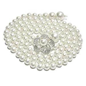 Fashionable Pearl Waist Belt for Women with Glass Pearls Decoration